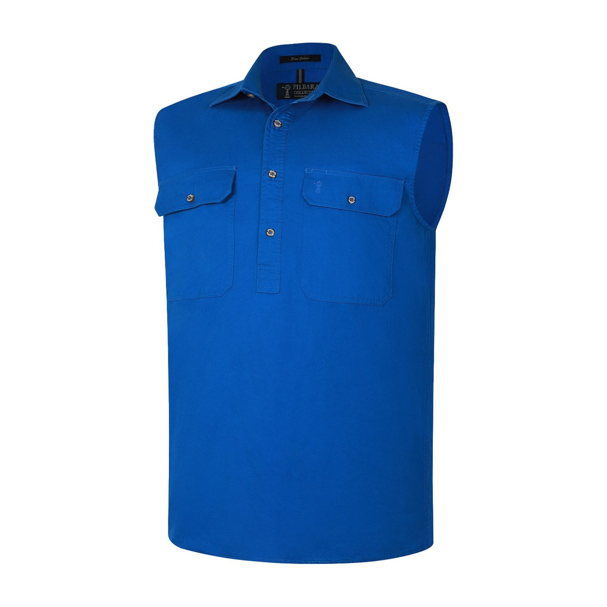 Pilbara Mens Closed Front Sleeveless Shirt RM700CF in Diesel