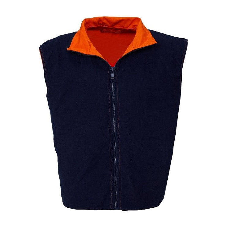 Ritemate Reversible Vest 50MM Reflective Tape RM7654R in Orange/Navy, reversed side