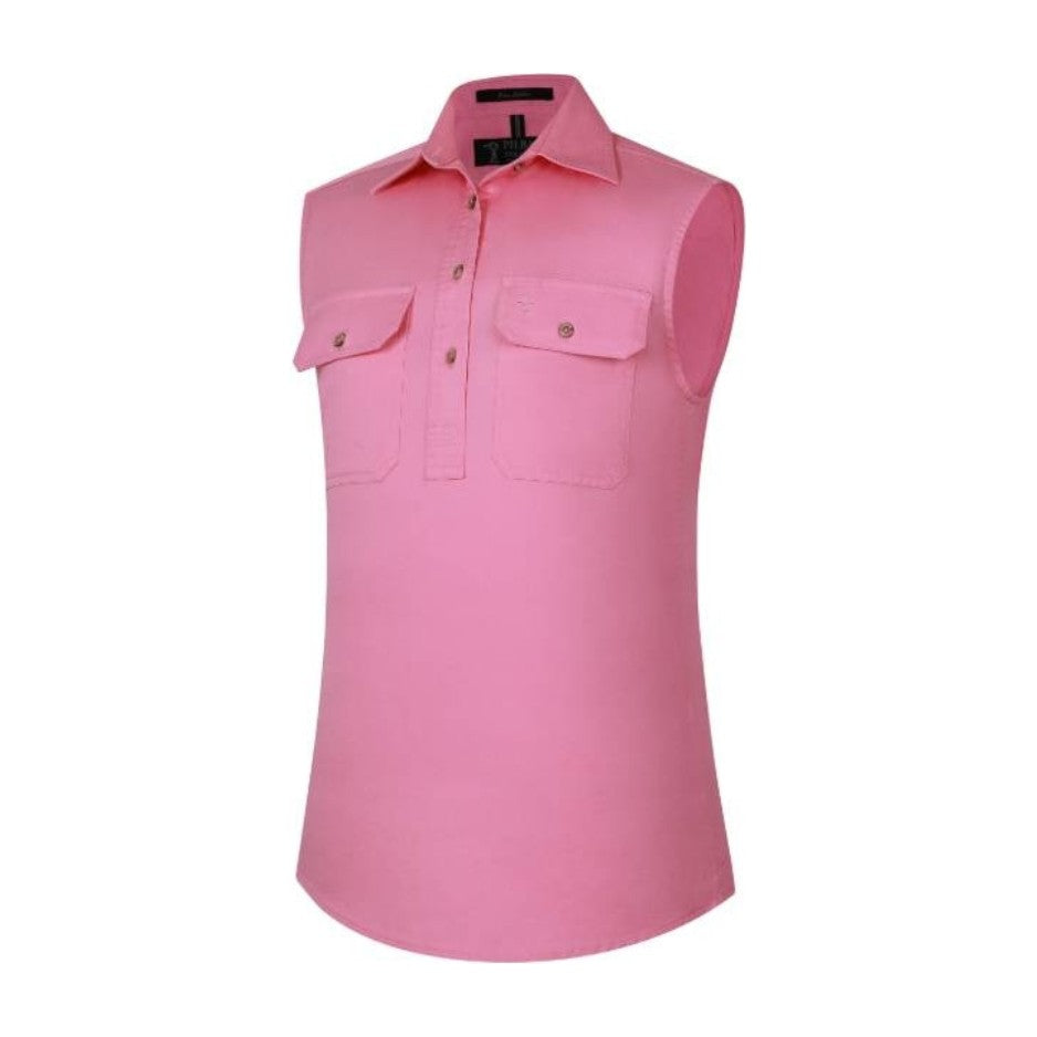 Pilbara Womens Closed Front Sleeveless Shirt RM900CF