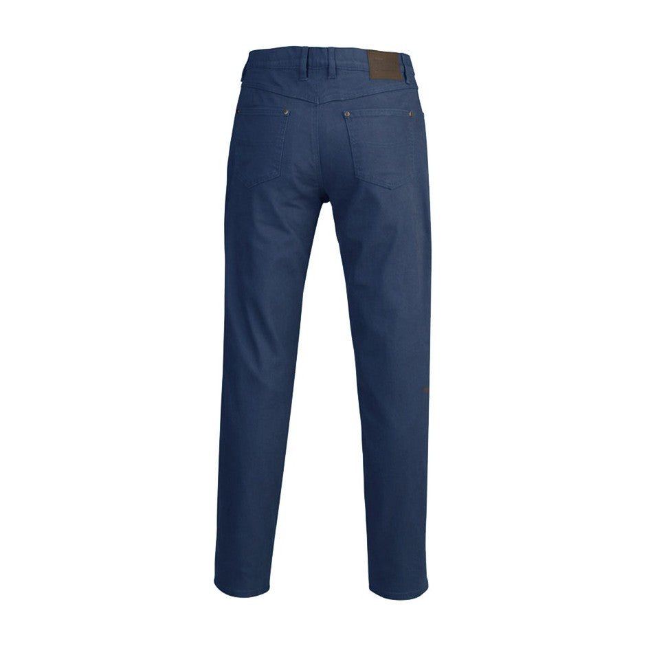 Pilbara Mens Cotton Stretch Jean RMPC014 in Gunmetal Blue, back view