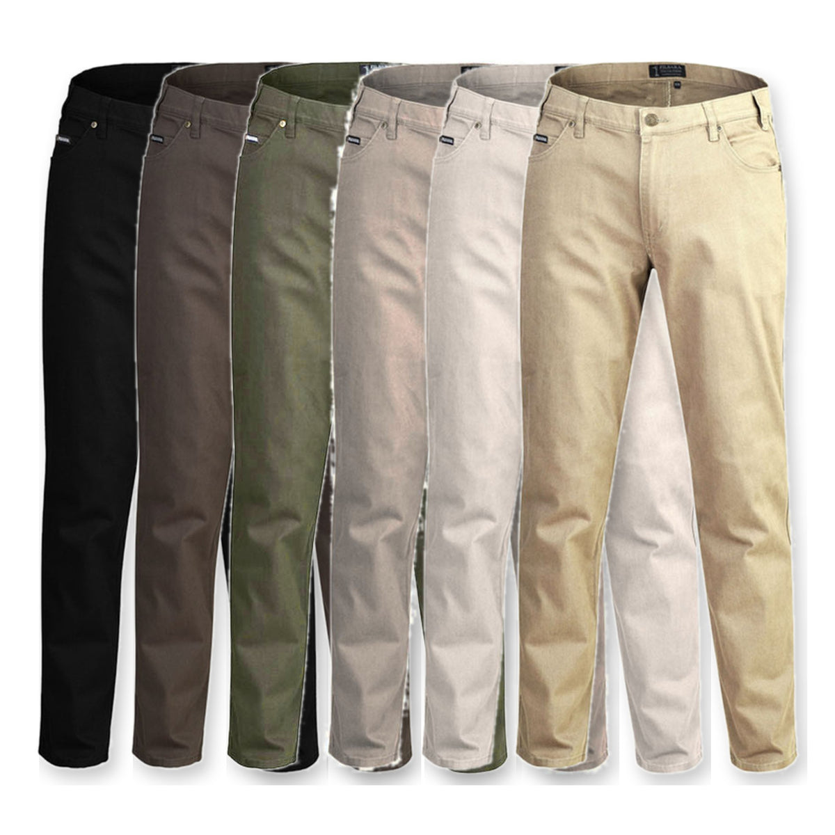 Pilbara Mens Cotton Stretch Jean RMPC014 in 6 colours: Black, Vintage Grey, Seagrass, Cement, Bone, Wheat