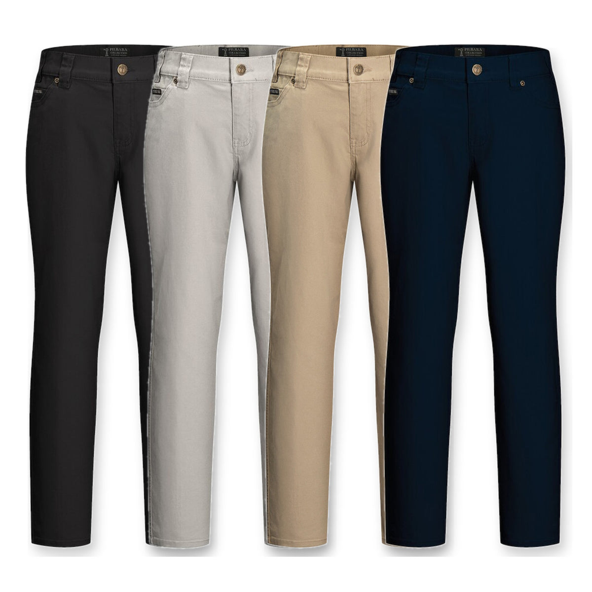 Pilbara Womens Cotton Stretch Jean RMPC015 in 4 colours: Black, Bone, Wheat, Ink Navy