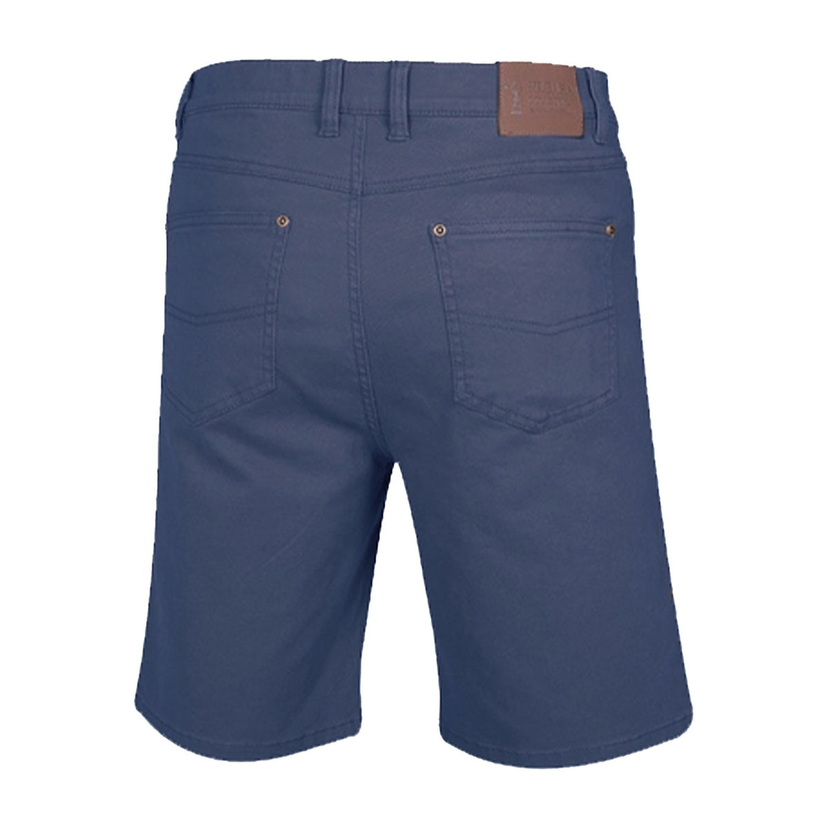 Pilbara Mens Cotton Stretch Jean Shorts RMPC033 in Gunmetal Blue, back view