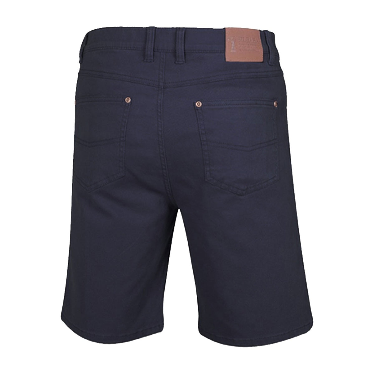 Pilbara Mens Cotton Stretch Jean Shorts RMPC033 in Ink Navy, back view
