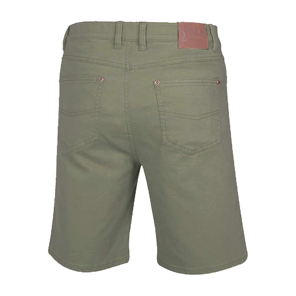 Pilbara Mens Cotton Stretch Jean Shorts RMPC033 in Seagrass, back view