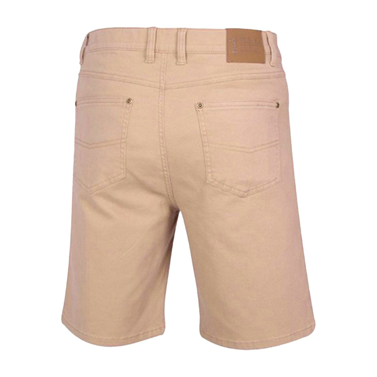 Pilbara Mens Cotton Stretch Jean Shorts RMPC033 in Wheat, back view