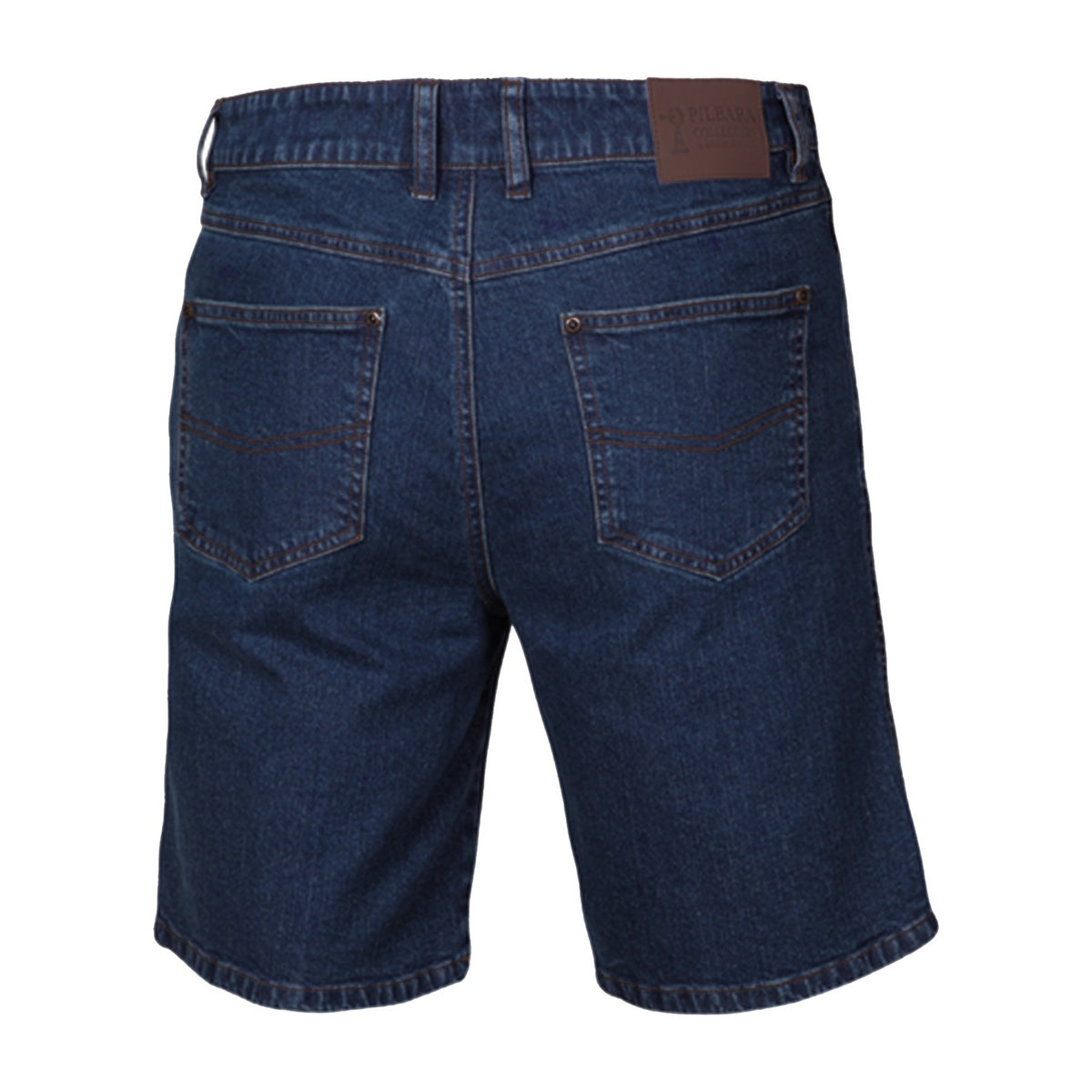 Pilbara Mens Stretch Denim Jean Shorts RMPC034 in Blue, back view