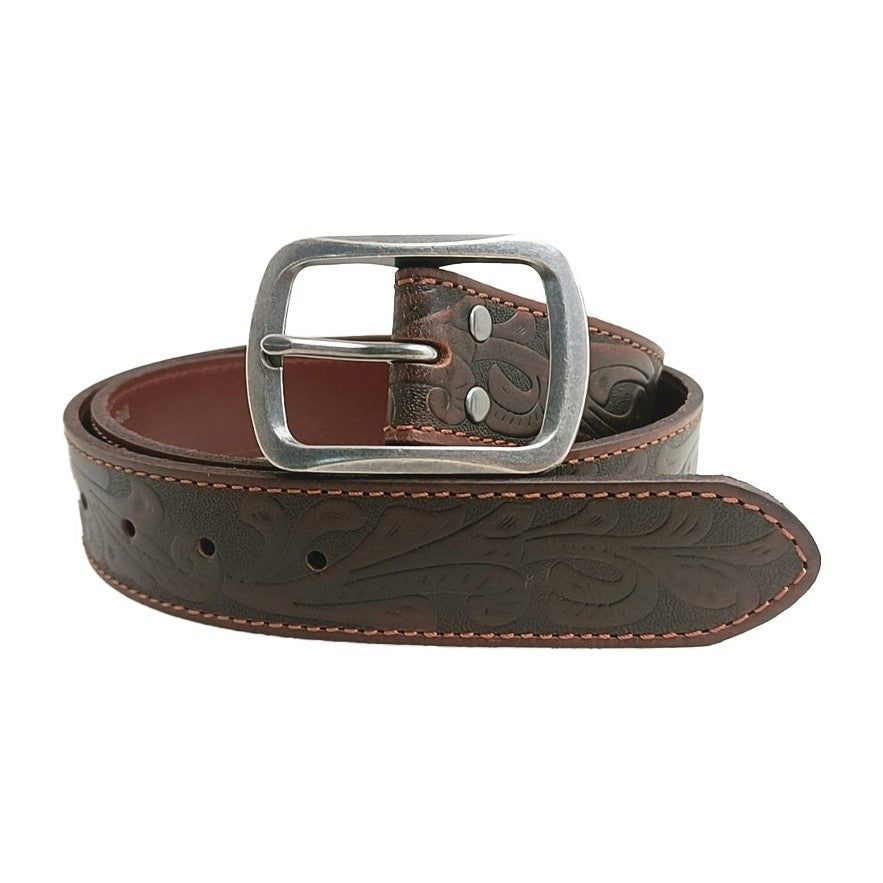 Pilbara Western Oval Buckle Tooled Leather Belt RMPW005
