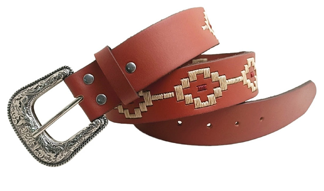 Ritemate Pilbara Western  Dress Buckle Navajo Leather Belt