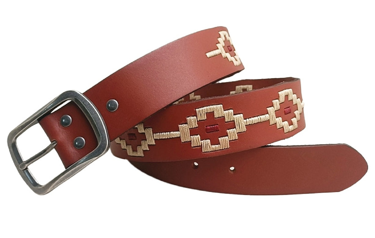 Ritemate Pilbara Western  Oval Buckle Navajo Leather Belt