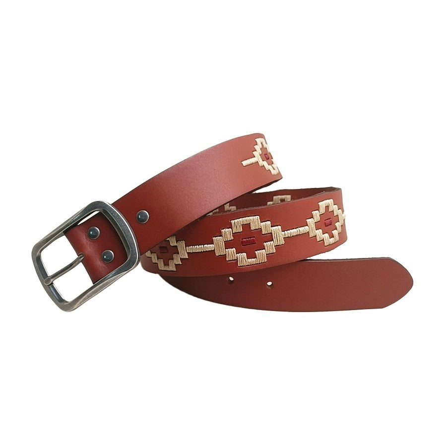 Pilbara Western Oval Buckle Navajo Leather Belt RMPW008