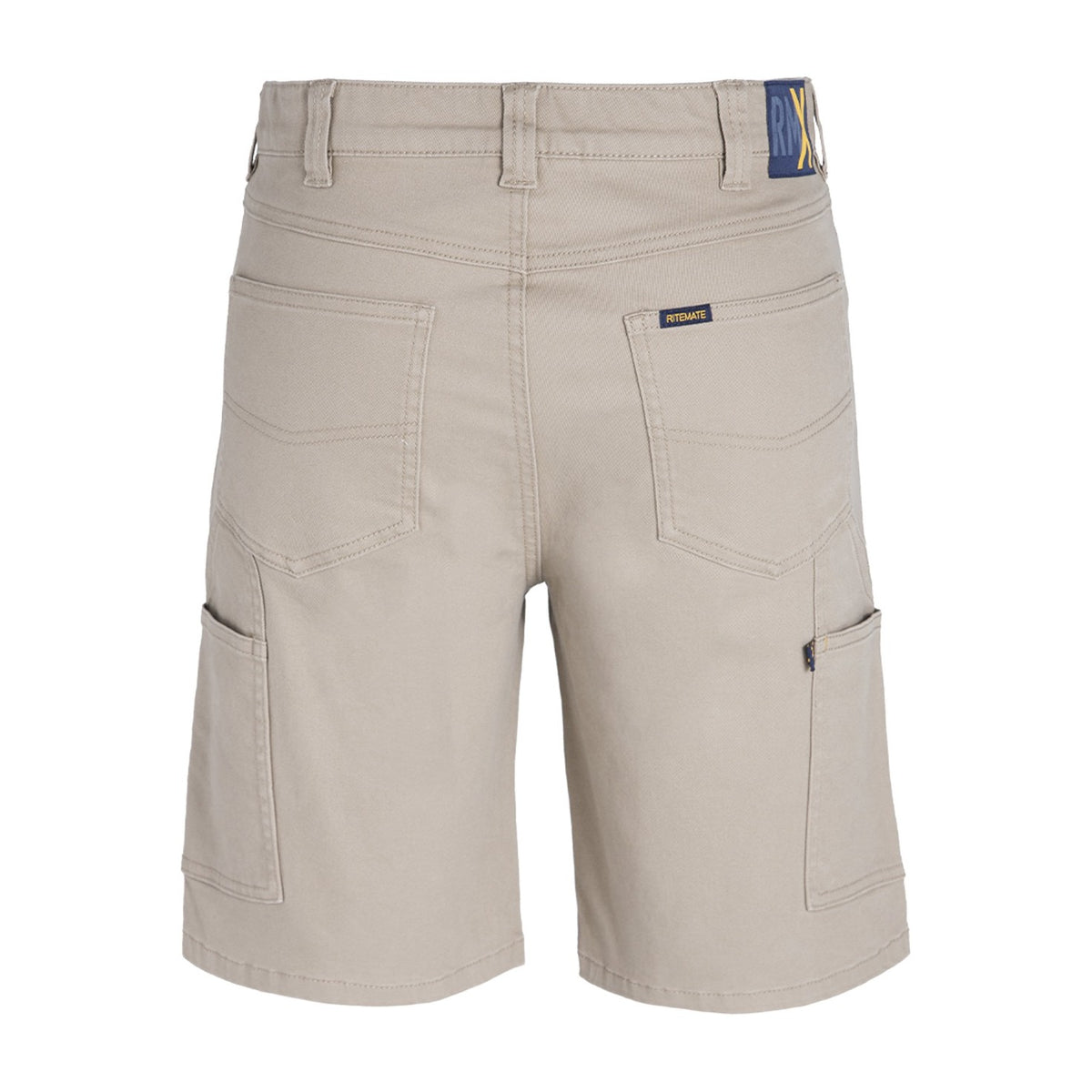 RMX Flexible Fit Mid Leg Utility Shorts RMX001S in Tan, back view