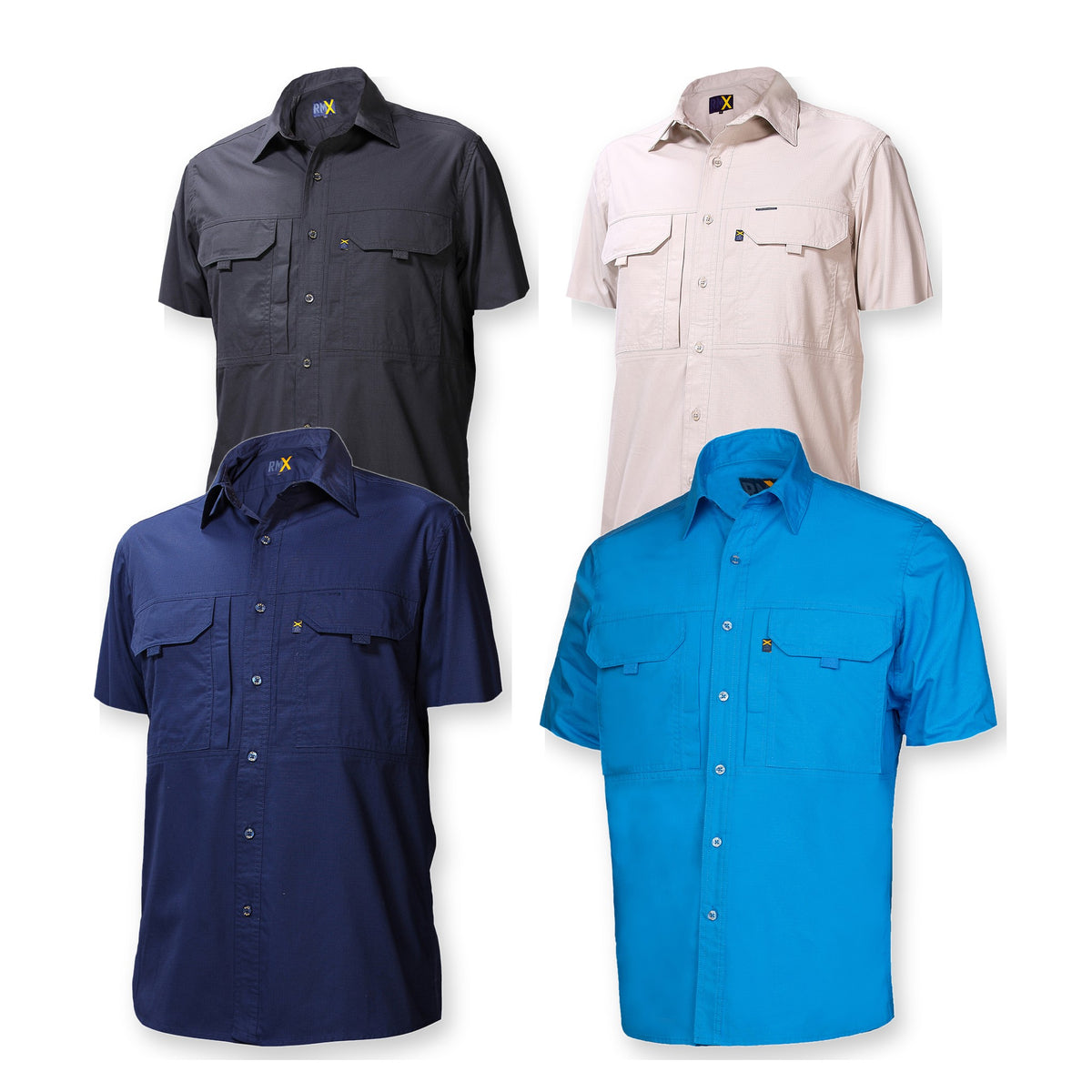 RMX Flexible Fit Utility S/S Shirts RMX002S in 4 colours: Charcoal, Clay, French Navy, Light Blue