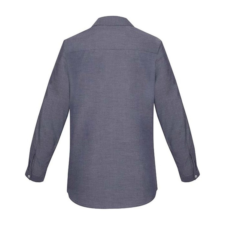 Biz Corporates Charlie Womens Long Sleeve Shirt RS968LL in Navy Chambray, view 2