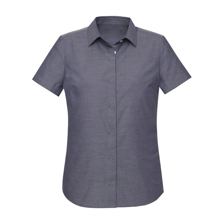 Biz Corporates Charlie Womens Short Sleeve Shirt RS968LS in Navy Chambray
