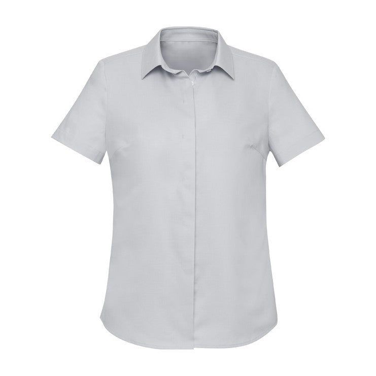 Biz Corporates Charlie Womens Short Sleeve Shirt RS968LS in Silver Chambray