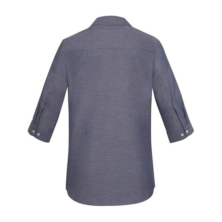 Biz Corporates Charlie Womens 3/4 Sleeve Shirt RS968LT in Navy Chambray, view 2