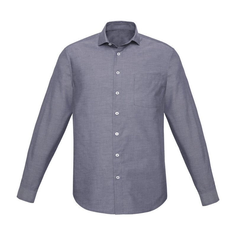 Biz Corporates Charlie Mens Classic Fit Long Sleeve Shirt RS968ML in Navy Chambray