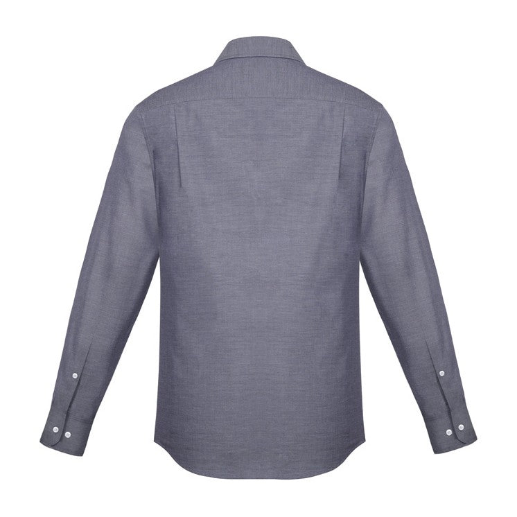 Biz Corporates Charlie Mens Classic Fit Long Sleeve Shirt RS968ML in Navy Chambray, view 2
