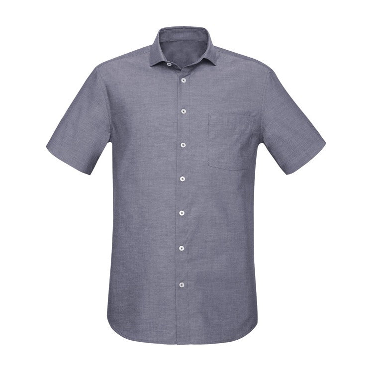 Biz Corporates Charlie Mens Classic Fit Short Sleeve Shirt RS968MS in Navy Chambray