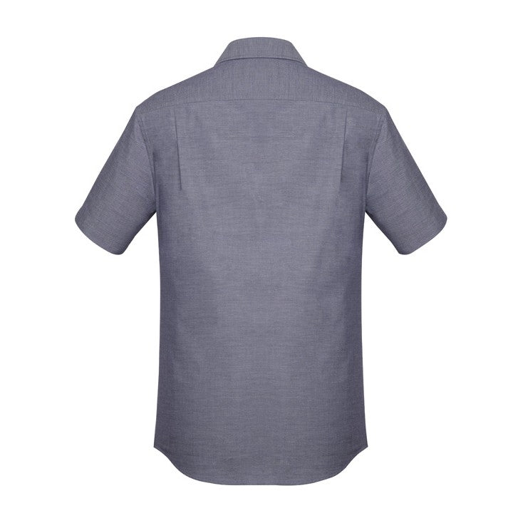 Biz Corporates Charlie Mens Classic Fit Short Sleeve Shirt RS968MS in Navy Chambray, view 2