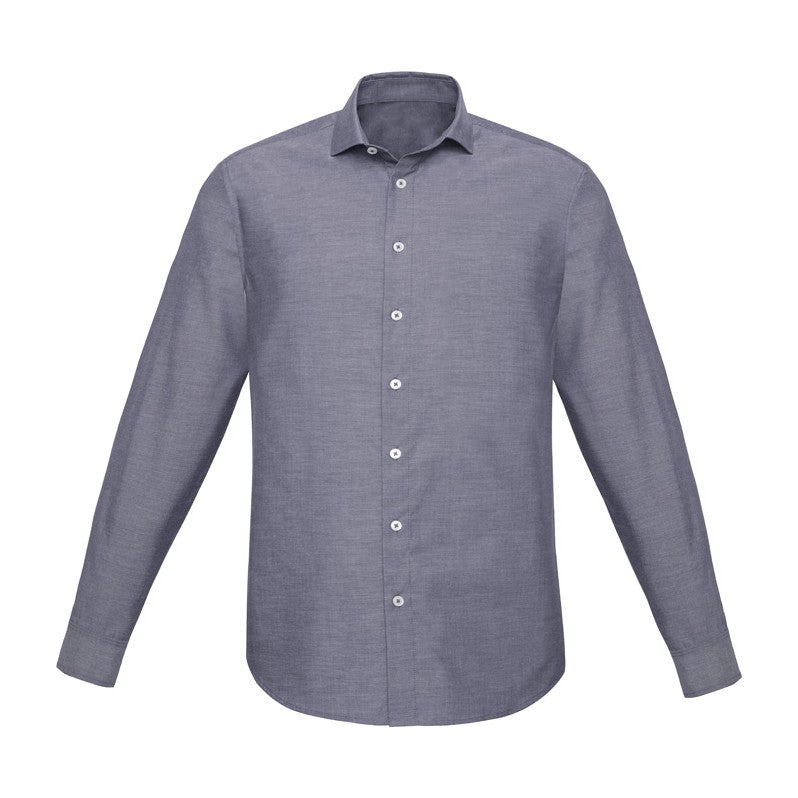 Biz Corporates Charlie Mens Slim Fit Long Sleeve Shirt RS969ML in Navy Chambray