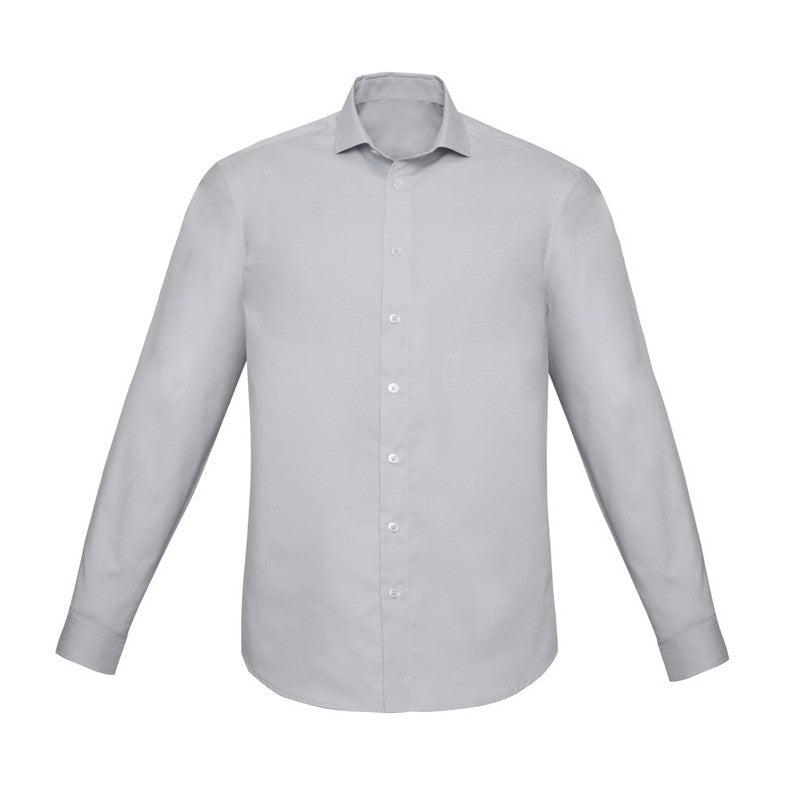 Biz Corporates Charlie Mens Slim Fit Long Sleeve Shirt RS969ML in Silver Chambray