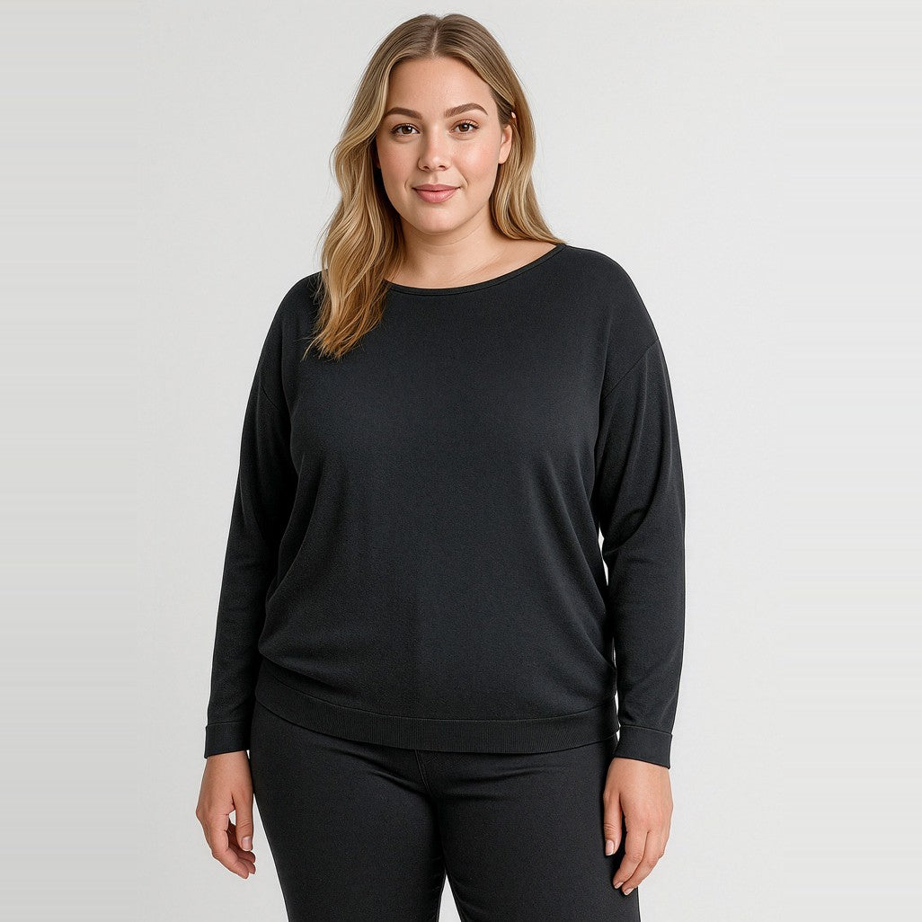 Biz Corporates Skye Womens Batwing Sweater Top RSW370L in Black, worn by model