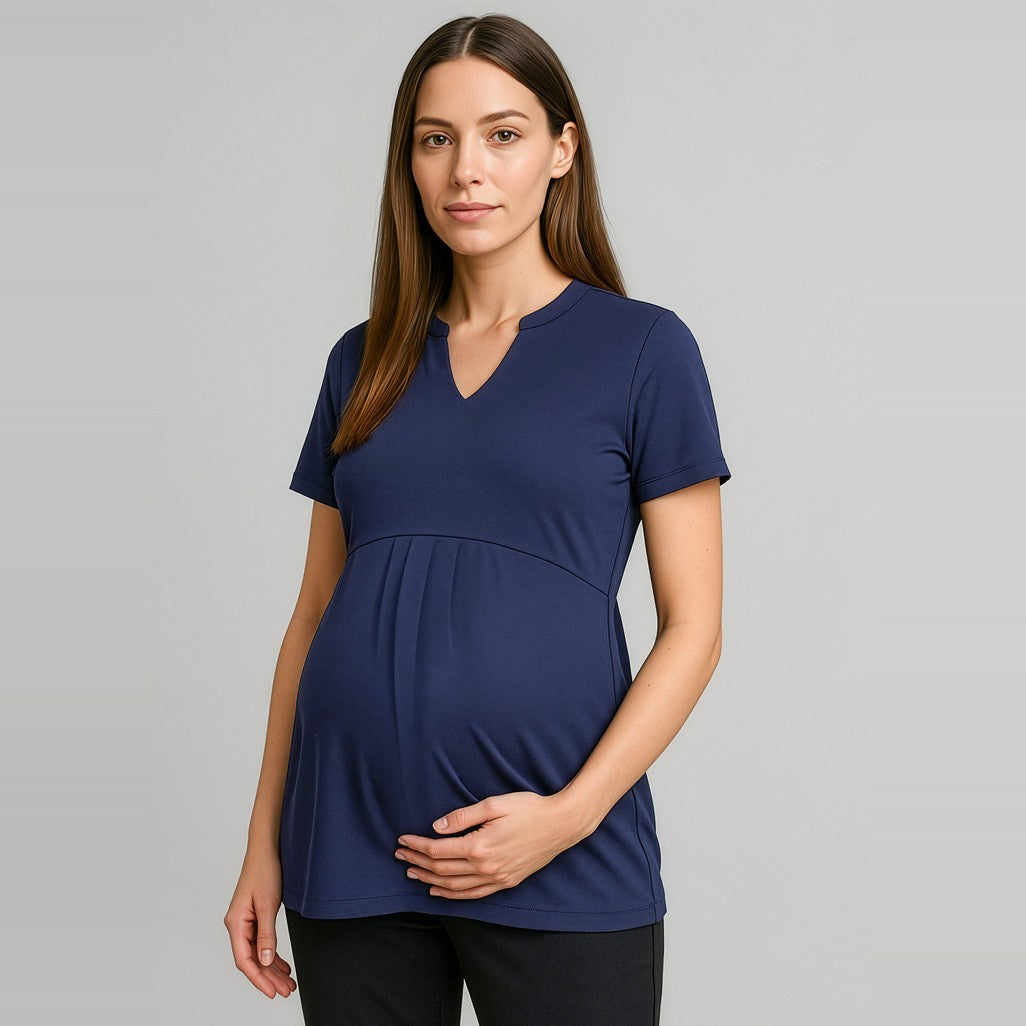 Biz Corporates Mali Womens Stretch Tunic T-Top RT262LS in Navy, worn by model, view 3