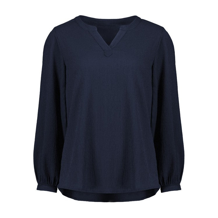 Biz Corporates Ruché Womens Long Sleeve Shirt RU568LL in Navy