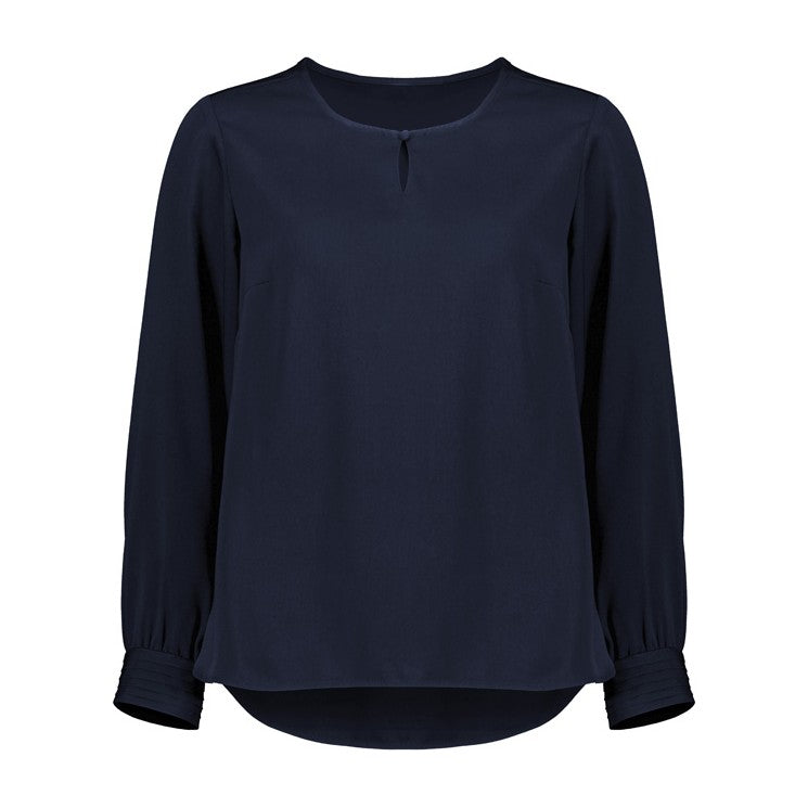 Biz Corporates Evelyn Womens Long Sleeve Blouse RU569LL in Navy