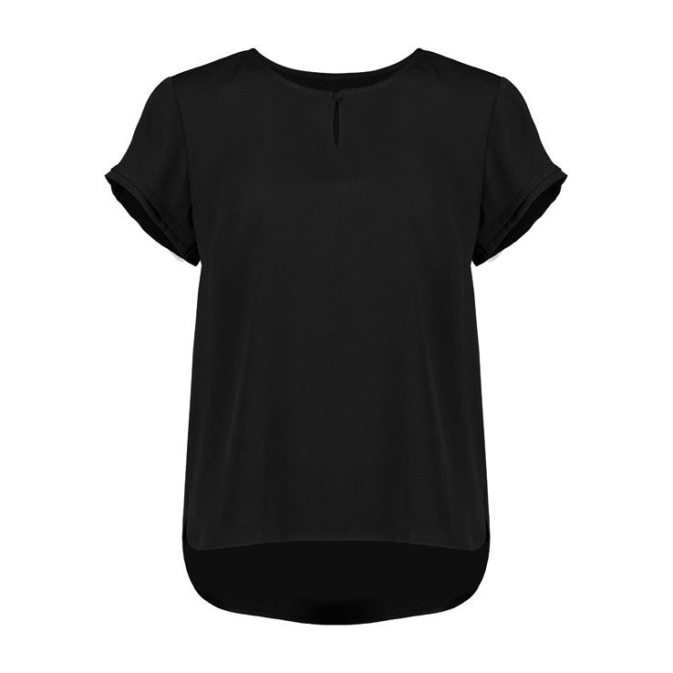 Biz Corporates Evelyn Womens Short Sleeve Blouse RU569LS in Black