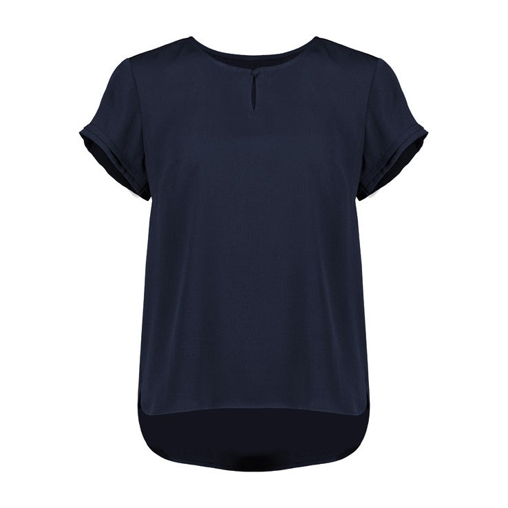 Biz Corporates Evelyn Womens Short Sleeve Blouse RU569LS in Navy