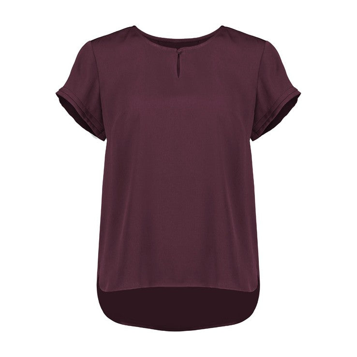 Biz Corporates Evelyn Womens Short Sleeve Blouse RU569LS in Wine