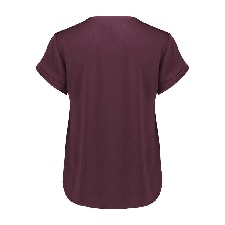 Biz Corporates Evelyn Womens Short Sleeve Blouse RU569LS in Wine, view 2
