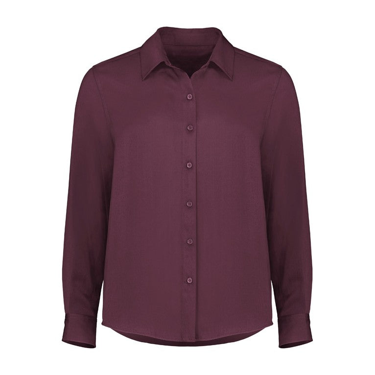 Biz Corporates Evelyn Womens Long Sleeve Shirt RU570LL in Wine