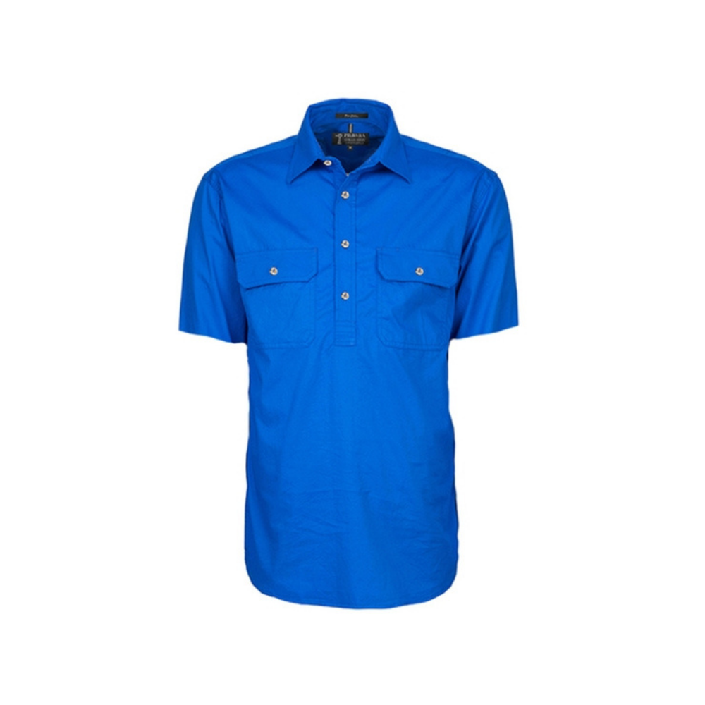 Ritemate Mens Pilbara Closed Front SS Shirt RM200CFS - Cobalt Blue
