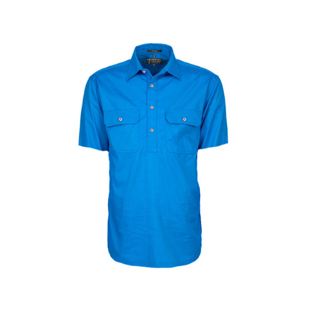 Ritemate Mens Pilbara Closed Front SS Shirt RM200CFS - Light Blue