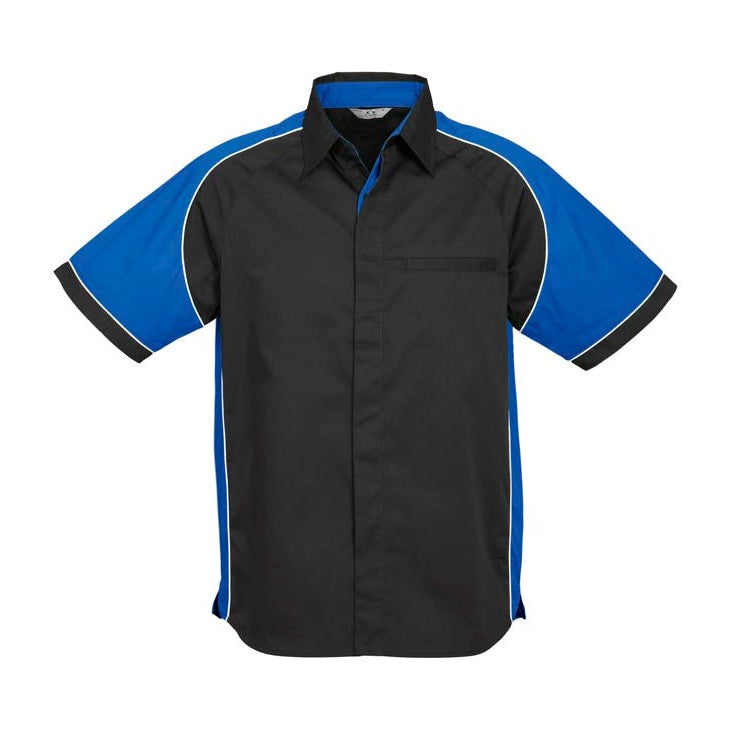 Biz Nitro Short Sleeve Shirt S10112 in Black/Royal/White