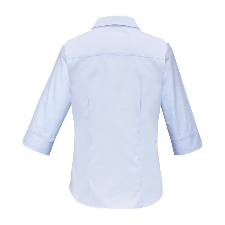 Biz Luxe Womens 3/4 Sleeve Shirt S10221 in Blue, view 2