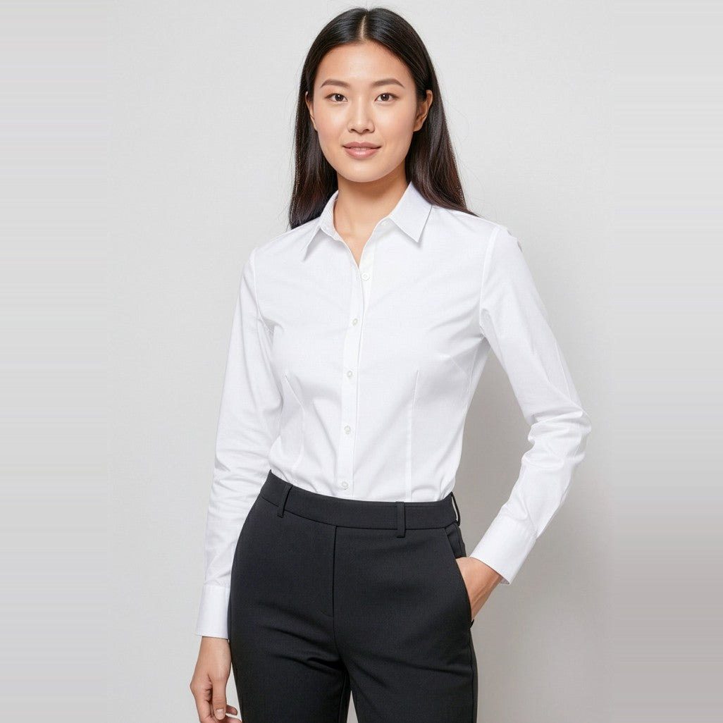 Biz Luxe Womens Long Sleeve Shirt S118LL, worn by model
