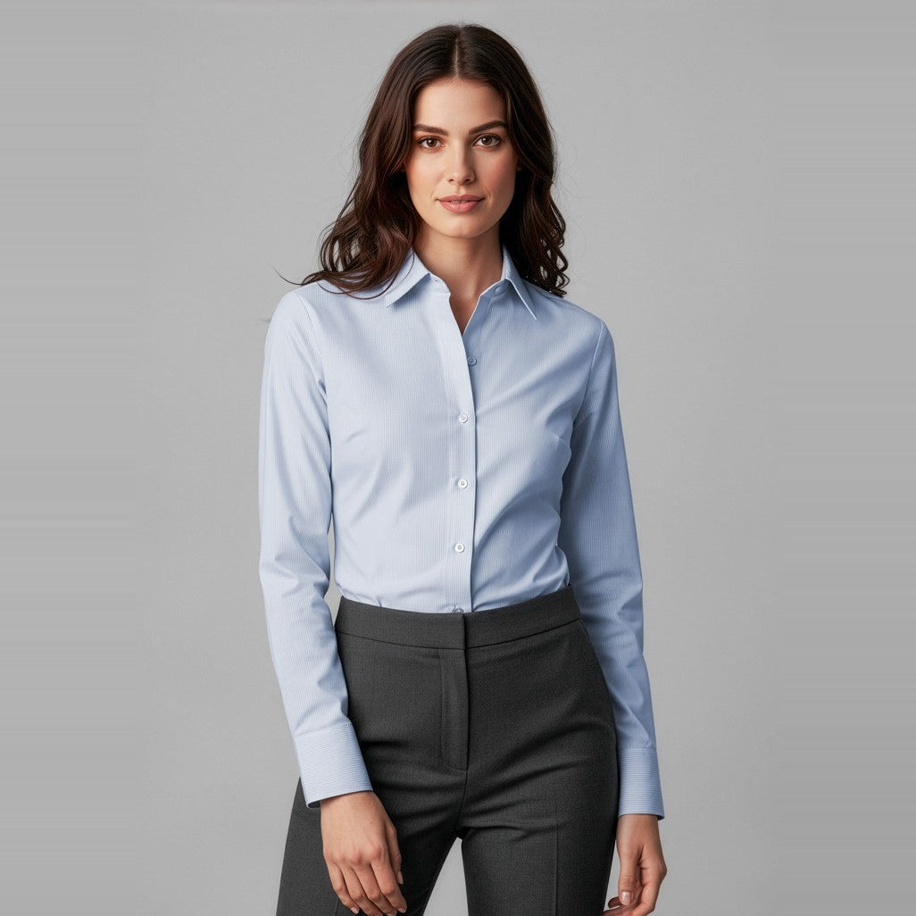 Biz Ambassador Womens Long Sleeve Shirt S29520, worn by model