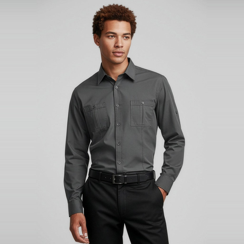 Biz Bondi Mens Long Sleeve Shirt S306ML, worn by model