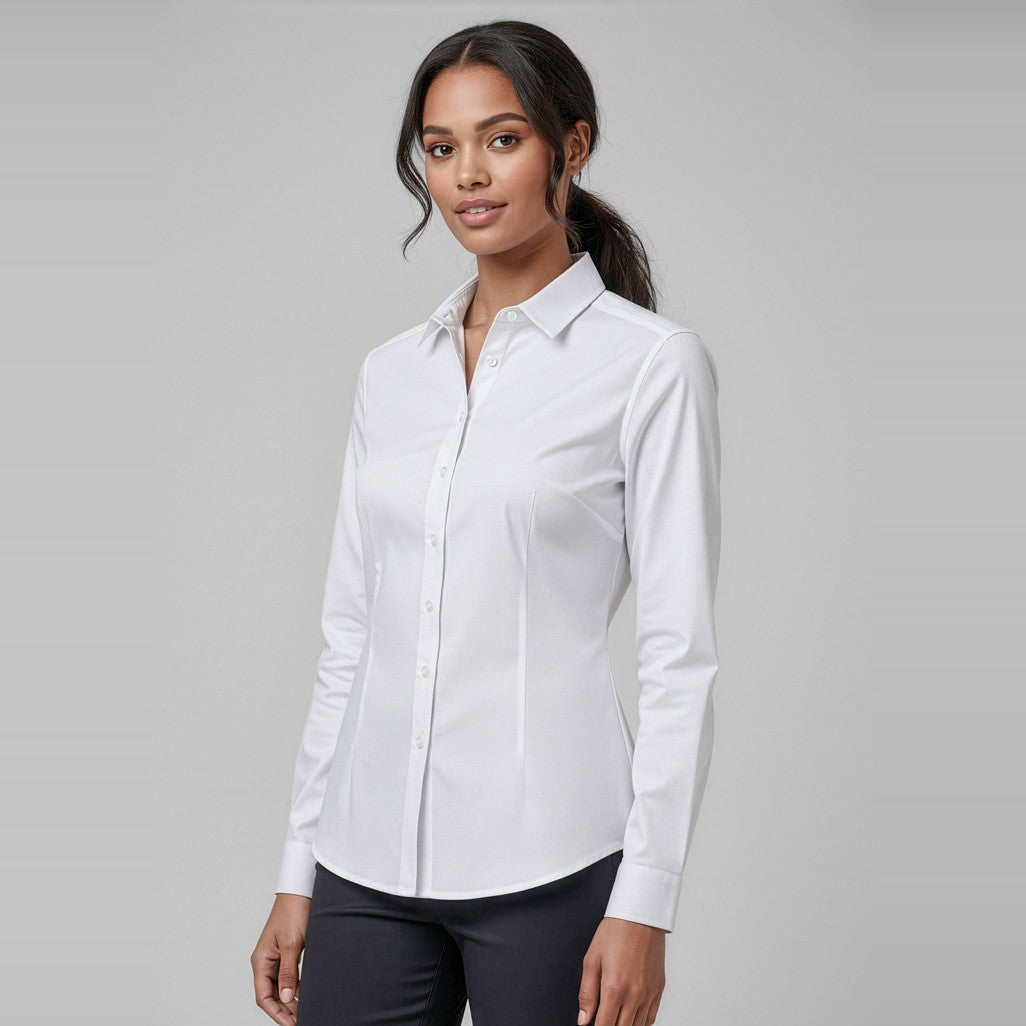 Biz Dalton Womens Long Sleeve Shirt S522LL, worn by model
