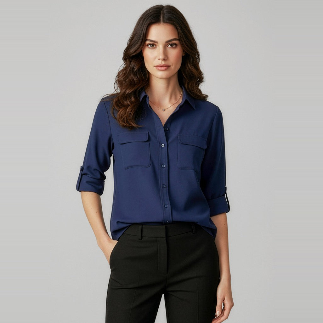 Biz Madison Womens Long Sleeve Shirt S626LL, worn by model