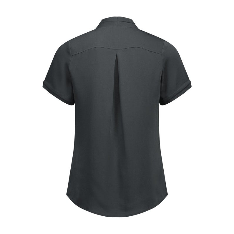 Biz Madison Womens Short Sleeve Shirt S628LS in Charcoal, view 2