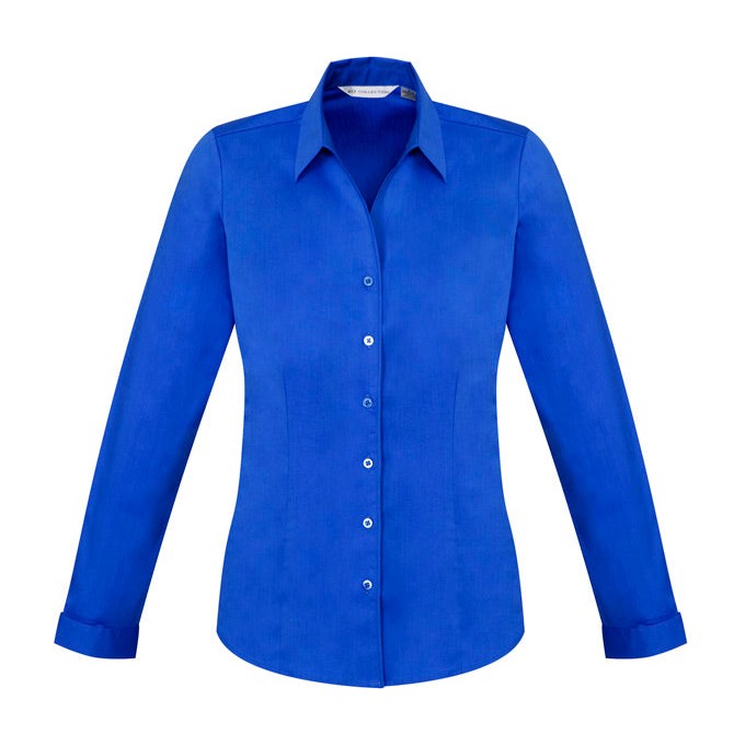 Biz Womens Monaco Long Sleeve Shirt S770LL in Electric Blue