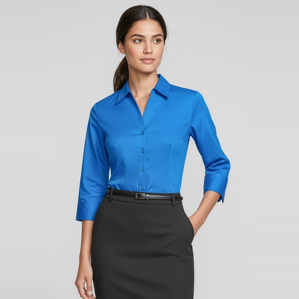 Biz Monaco Womens 3/4 Sleeve Shirt S770LT, worn by model
