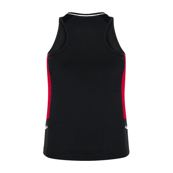 Biz Renegade Womens Singlet SG702L in Black/Red/Silver, view 2