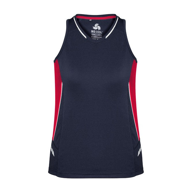 Biz Renegade Womens Singlet SG702L in Navy/Red/Silver